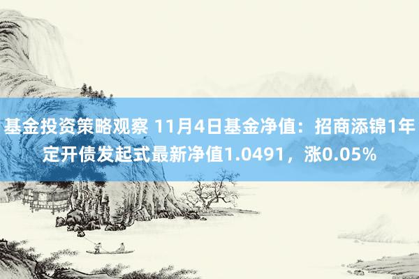 基金投资策略观察 11月4日基金净值：招商添锦1年定开债发起式最新净值1.0491，涨0.05%