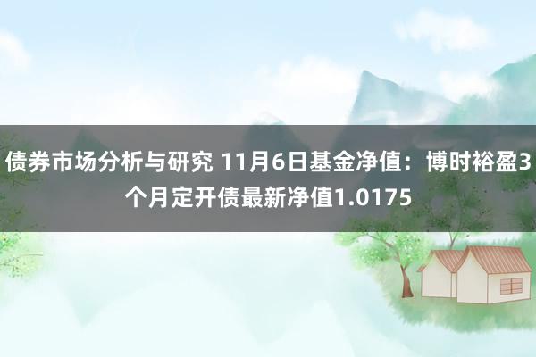 债券市场分析与研究 11月6日基金净值：博时裕盈3个月定开债最新净值1.0175