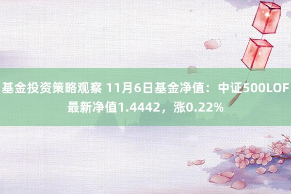 基金投资策略观察 11月6日基金净值：中证500LOF最新净值1.4442，涨0.22%