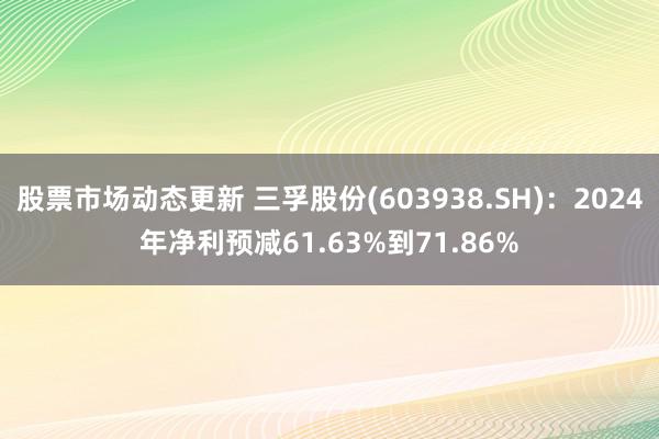 股票市场动态更新 三孚股份(603938.SH)：2024年净利预减61.63%到71.86%