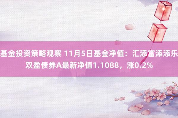 基金投资策略观察 11月5日基金净值：汇添富添添乐双盈债券A最新净值1.1088，涨0.2%