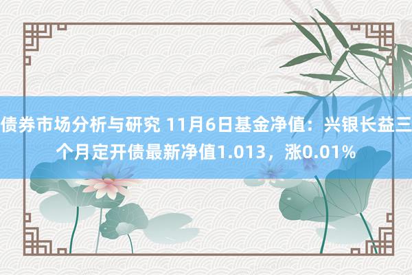 债券市场分析与研究 11月6日基金净值：兴银长益三个月定开债最新净值1.013，涨0.01%