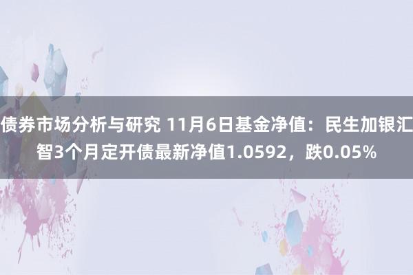 债券市场分析与研究 11月6日基金净值：民生加银汇智3个月定开债最新净值1.0592，跌0.05%