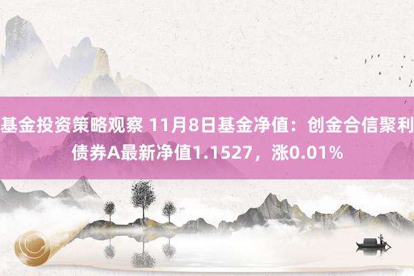 基金投资策略观察 11月8日基金净值：创金合信聚利债券A最新净值1.1527，涨0.01%