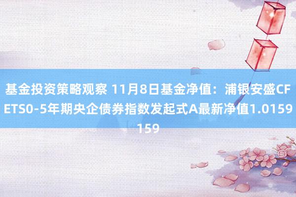 基金投资策略观察 11月8日基金净值：浦银安盛CFETS0-5年期央企债券指数发起式A最新净值1.0159