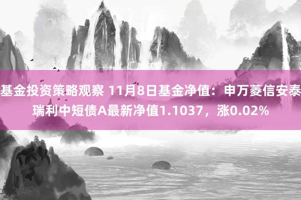 基金投资策略观察 11月8日基金净值：申万菱信安泰瑞利中短债A最新净值1.1037，涨0.02%