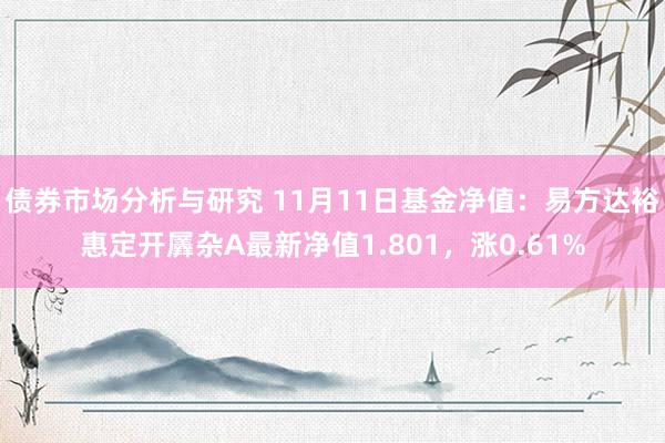 债券市场分析与研究 11月11日基金净值：易方达裕惠定开羼杂A最新净值1.801，涨0.61%