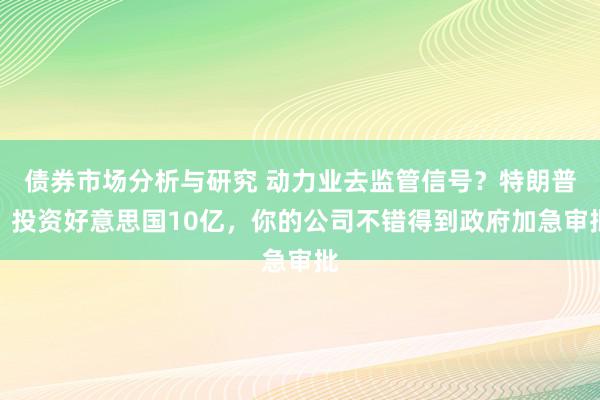 债券市场分析与研究 动力业去监管信号？特朗普：投资好意思国10亿，你的公司不错得到政府加急审批