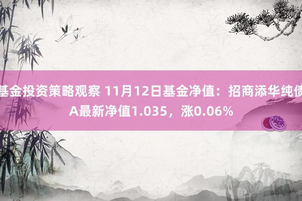 基金投资策略观察 11月12日基金净值：招商添华纯债A最新净值1.035，涨0.06%