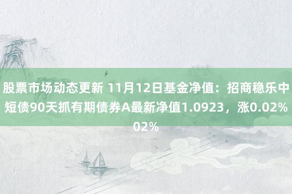 股票市场动态更新 11月12日基金净值：招商稳乐中短债90天抓有期债券A最新净值1.0923，涨0.02%