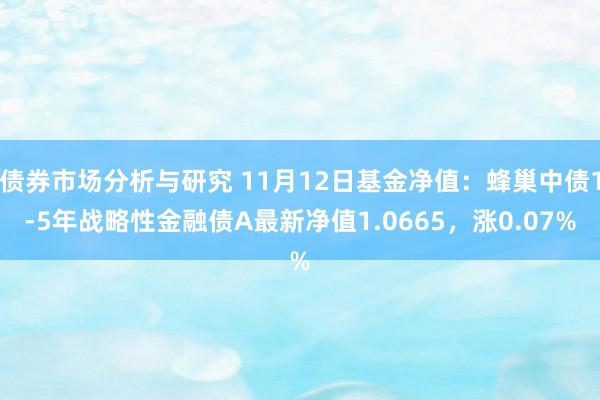 债券市场分析与研究 11月12日基金净值：蜂巢中债1-5年战略性金融债A最新净值1.0665，涨0.07%