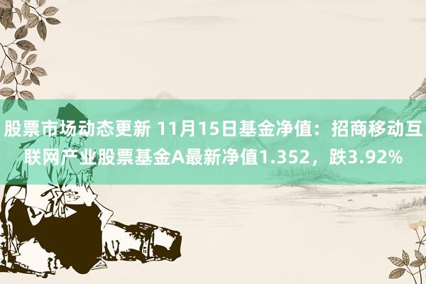 股票市场动态更新 11月15日基金净值：招商移动互联网产业股票基金A最新净值1.352，跌3.92%