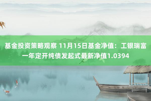 基金投资策略观察 11月15日基金净值：工银瑞富一年定开纯债发起式最新净值1.0394