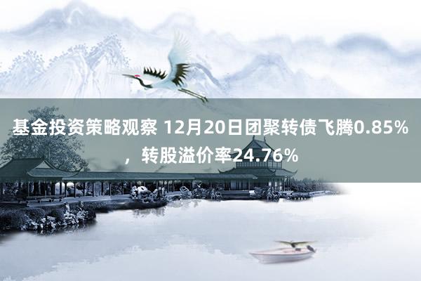 基金投资策略观察 12月20日团聚转债飞腾0.85%，转股溢价率24.76%