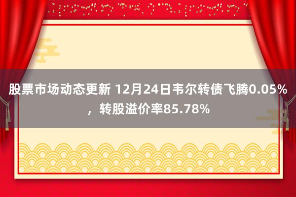 股票市场动态更新 12月24日韦尔转债飞腾0.05%，转股溢价率85.78%