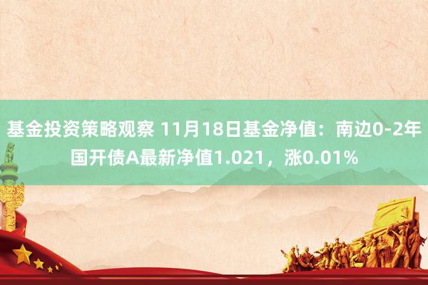 基金投资策略观察 11月18日基金净值：南边0-2年国开债A最新净值1.021，涨0.01%