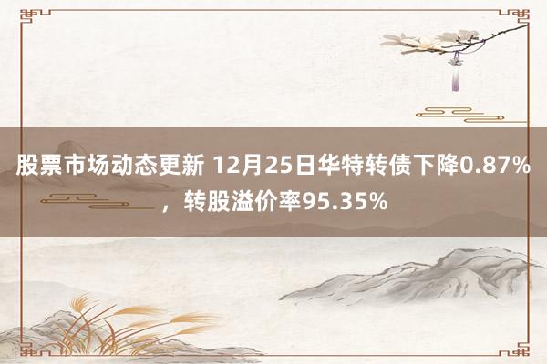 股票市场动态更新 12月25日华特转债下降0.87%，转股溢价率95.35%