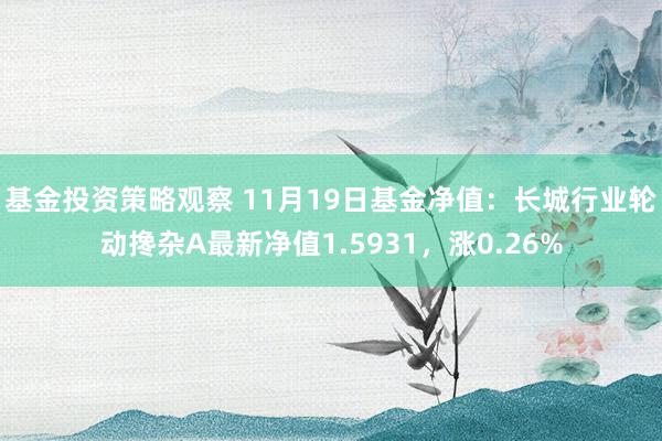 基金投资策略观察 11月19日基金净值：长城行业轮动搀杂A最新净值1.5931，涨0.26%