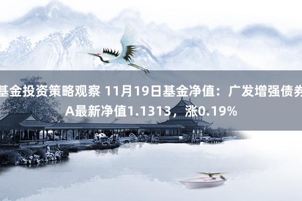 基金投资策略观察 11月19日基金净值：广发增强债券A最新净值1.1313，涨0.19%