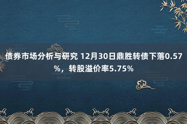 债券市场分析与研究 12月30日鼎胜转债下落0.57%，转股溢价率5.75%