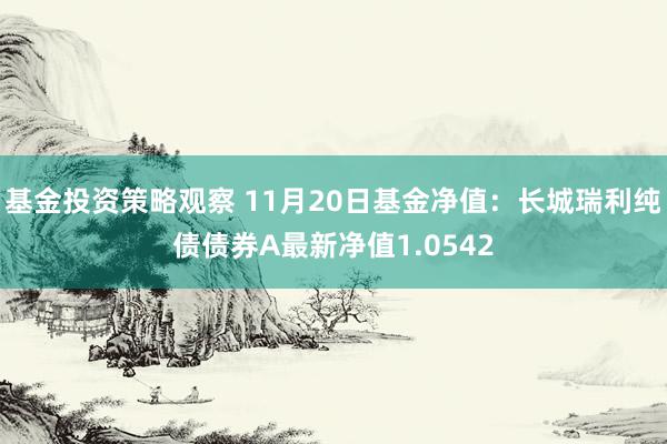 基金投资策略观察 11月20日基金净值：长城瑞利纯债债券A最新净值1.0542