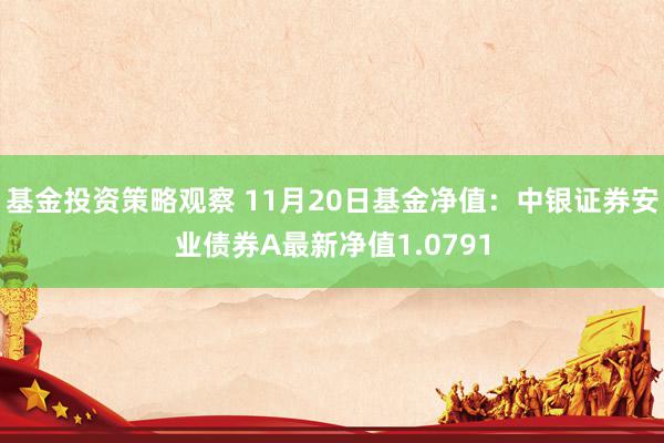 基金投资策略观察 11月20日基金净值：中银证券安业债券A最新净值1.0791