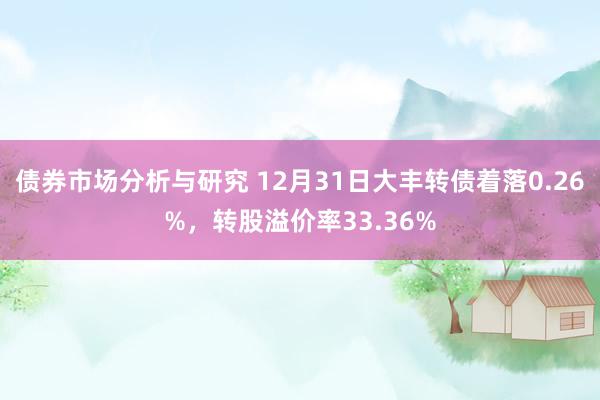 债券市场分析与研究 12月31日大丰转债着落0.26%，转股溢价率33.36%