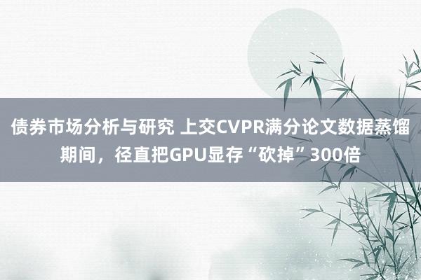 债券市场分析与研究 上交CVPR满分论文数据蒸馏期间，径直把GPU显存“砍掉”300倍