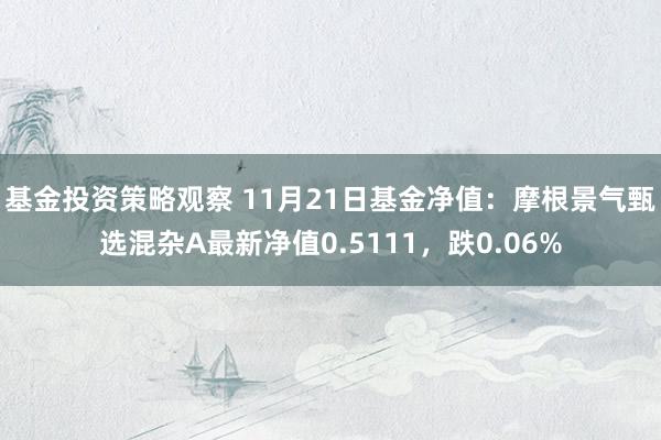 基金投资策略观察 11月21日基金净值：摩根景气甄选混杂A最新净值0.5111，跌0.06%