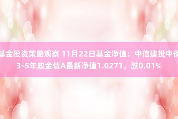 基金投资策略观察 11月22日基金净值：中信建投中债3-5年政金债A最新净值1.0271，跌0.01%