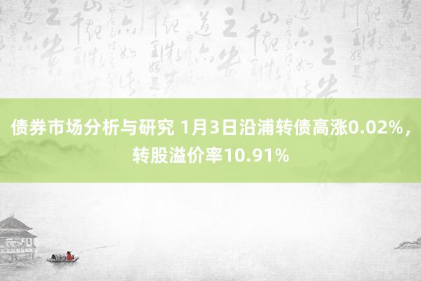 债券市场分析与研究 1月3日沿浦转债高涨0.02%，转股溢价率10.91%