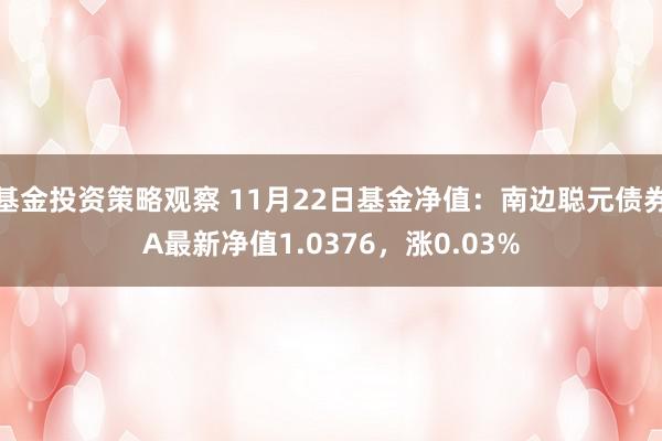 基金投资策略观察 11月22日基金净值：南边聪元债券A最新净值1.0376，涨0.03%