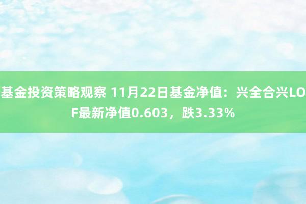 基金投资策略观察 11月22日基金净值：兴全合兴LOF最新净值0.603，跌3.33%