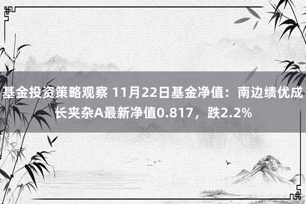 基金投资策略观察 11月22日基金净值：南边绩优成长夹杂A最新净值0.817，跌2.2%