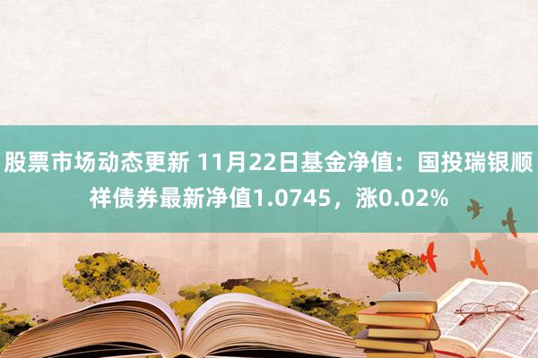 股票市场动态更新 11月22日基金净值：国投瑞银顺祥债券最新净值1.0745，涨0.02%