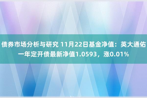 债券市场分析与研究 11月22日基金净值：英大通佑一年定开债最新净值1.0593，涨0.01%