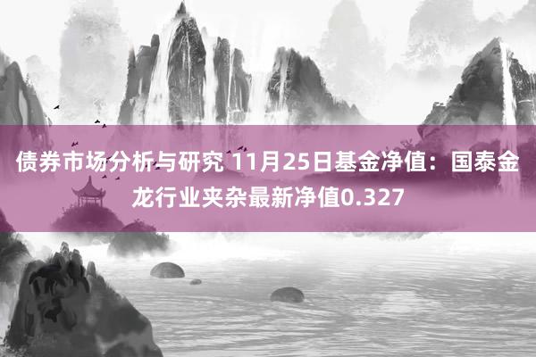 债券市场分析与研究 11月25日基金净值：国泰金龙行业夹杂最新净值0.327