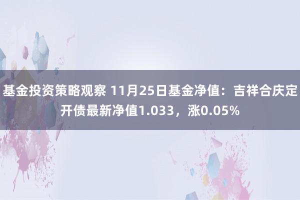 基金投资策略观察 11月25日基金净值：吉祥合庆定开债最新净值1.033，涨0.05%