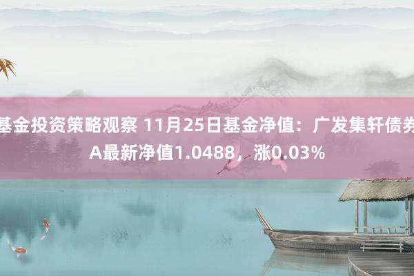 基金投资策略观察 11月25日基金净值：广发集轩债券A最新净值1.0488，涨0.03%