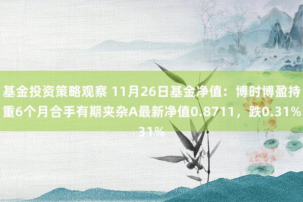 基金投资策略观察 11月26日基金净值：博时博盈持重6个月合手有期夹杂A最新净值0.8711，跌0.31%