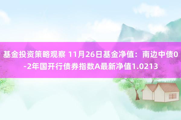 基金投资策略观察 11月26日基金净值：南边中债0-2年国开行债券指数A最新净值1.0213