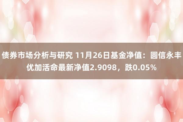 债券市场分析与研究 11月26日基金净值：圆信永丰优加活命最新净值2.9098，跌0.05%