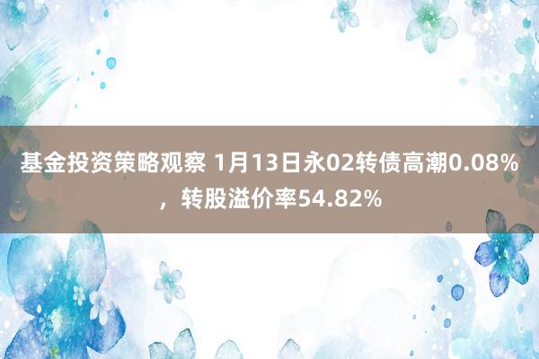 基金投资策略观察 1月13日永02转债高潮0.08%，转股溢价率54.82%