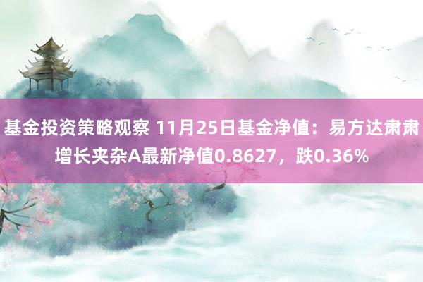 基金投资策略观察 11月25日基金净值：易方达肃肃增长夹杂A最新净值0.8627，跌0.36%