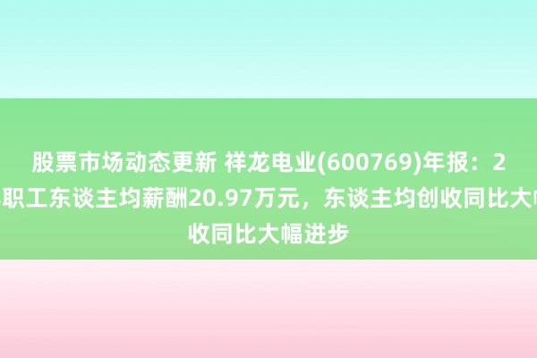 股票市场动态更新 祥龙电业(600769)年报：2024年职工东谈主均薪酬20.97万元，东谈主均创收同比大幅进步