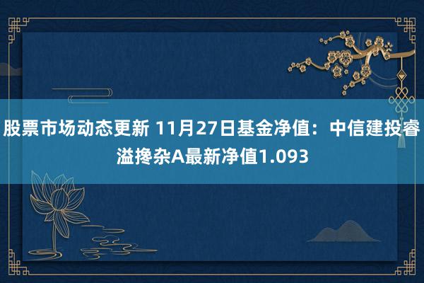 股票市场动态更新 11月27日基金净值：中信建投睿溢搀杂A最新净值1.093